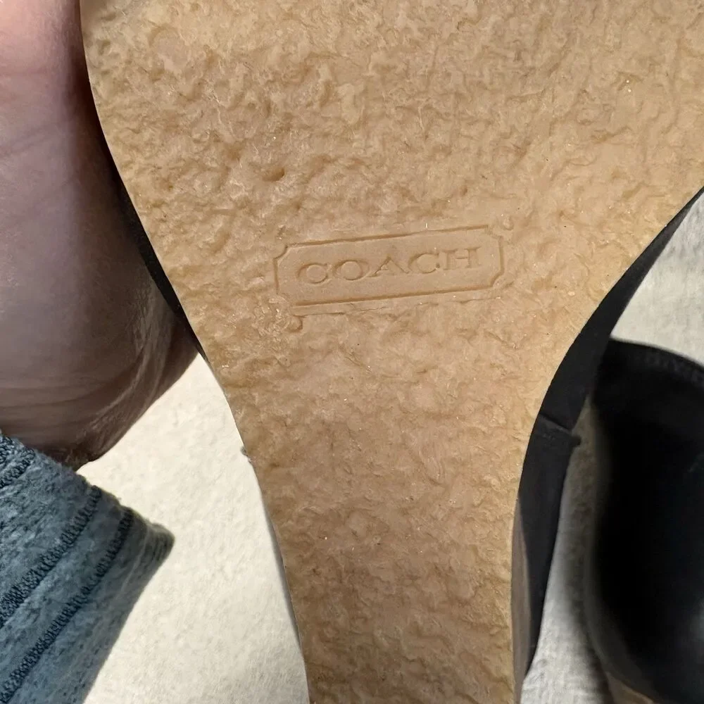 Coach Farah Wedge Ankle Boots Black Leather Chelsea Style Women’s Size 9B - Picture 6 of 8